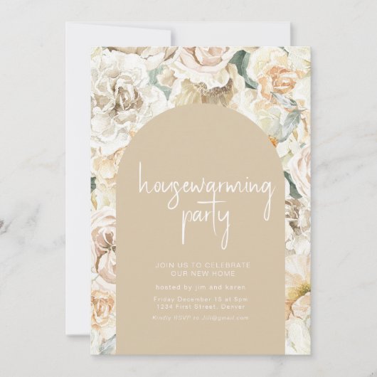 引っ越し祝いパーティーボホフローラ壁紙パーティー招待状 招待状 (正面)