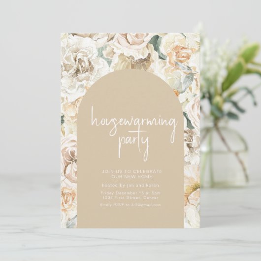 引っ越し祝いパーティーボホフローラ壁紙パーティー招待状 招待状 (スタンド正面)