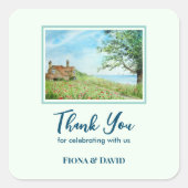 引っ越し祝いパーティーポピーフィールド横向き水彩 スクエアシール (正面)