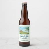 引っ越し祝いパーティーポピーフィールド横向き水彩 ビールラベル (正面)