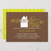 引っ越し祝いパーティーモダンパーティーブラウン&ライム 招待状 (正面/裏面)