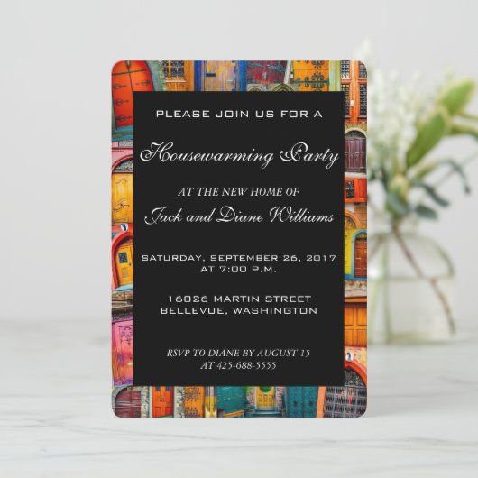 引っ越し祝いパーティーユニークパーティの招待状ドア 招待状 (スタンド正面)