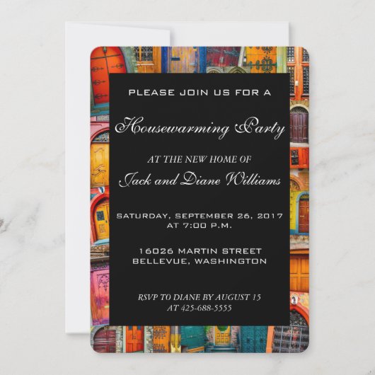 引っ越し祝いパーティーユニークパーティの招待状ドア 招待状 (正面)