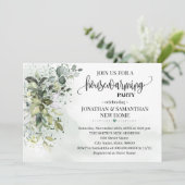 引っ越し祝いパーティーユーカリグリーナリーダスト水彩 招待状 (スタンド正面)