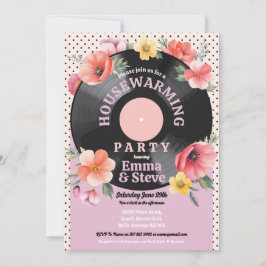 引っ越し祝いパーティーレコード音楽フローラフラワー1950s 招待状