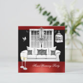 引っ越し祝いパーティーレッドホワイトブラックシャンデリア 招待状 (スタンド正面)