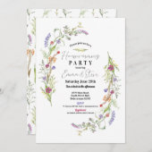 引っ越し祝いパーティーワイルドフラワーズフローラディティ 招待状 (正面/裏面)