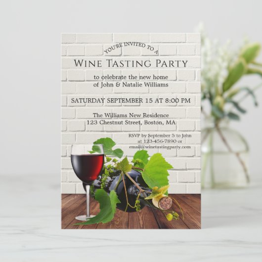 引っ越し祝いパーティーワインテイスティングパーティの招待状 招待状 (スタンド正面)