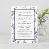 引っ越し祝いパーティーヴィンテージチノイスリーブルーホワイトフローラ 招待状 (スタンド正面)