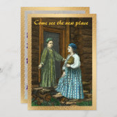 引っ越し祝いパーティーヴィンテージ招待状 招待状 (正面/裏面)