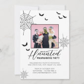 引っ越し祝いパーティー幽霊のよく出るパーティースパイダーウェブ&こうもり写真 招待状 (正面)