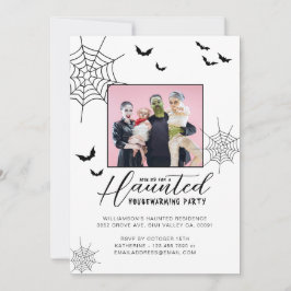 引っ越し祝いパーティー幽霊のよく出るパーティースパイダーウェブ&こうもり写真 招待状