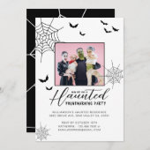 引っ越し祝いパーティー幽霊のよく出るパーティースパイダーウェブ&こうもり写真 招待状 (正面/裏面)