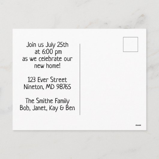 引っ越し祝いパーティー招待状はがき シーズンポストカード (裏面)