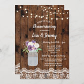 引っ越し祝いパーティー招待状ウッ素朴ドレースフローラジャー 招待状 (正面/裏面)