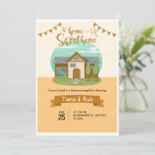 引っ越し祝いパーティー招待状オレンジ招待状カード 招待状 (スタンド正面)