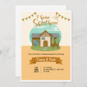 引っ越し祝いパーティー招待状オレンジ招待状カード 招待状 (正面/裏面)