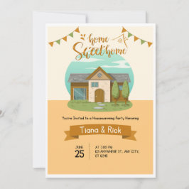 引っ越し祝いパーティー招待状オレンジ招待状カード 招待状