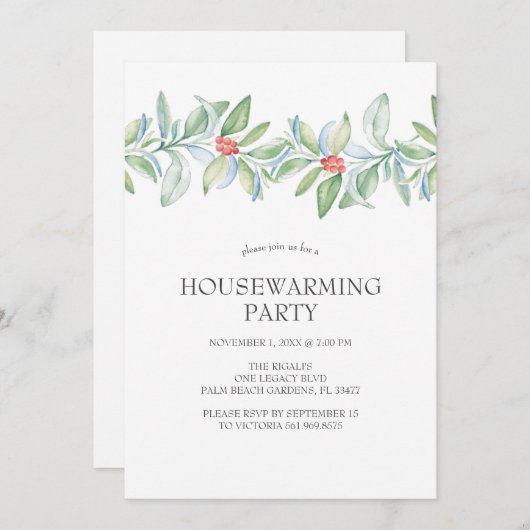 引っ越し祝いパーティー招待状水の色クリスマス 招待状 (正面/裏面)