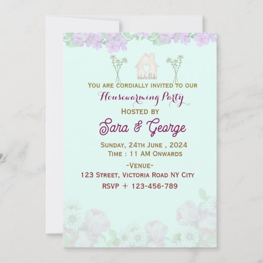 引っ越し祝いパーティー招待状 招待状 (正面)