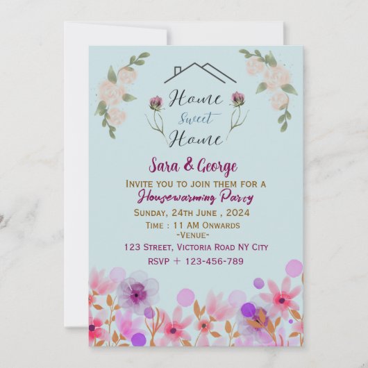 引っ越し祝いパーティー招待状 招待状 (正面)