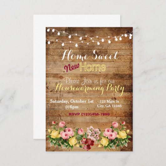 引っ越し祝いパーティー招待状 招待状 (正面/裏面)