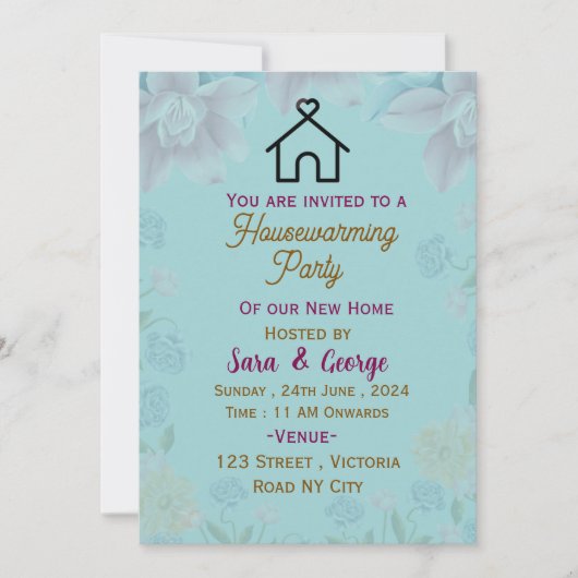 引っ越し祝いパーティー招待状 招待状 (正面)