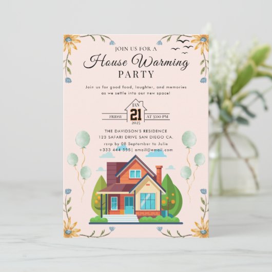 引っ越し祝いパーティー招待 招待状 (スタンド正面)