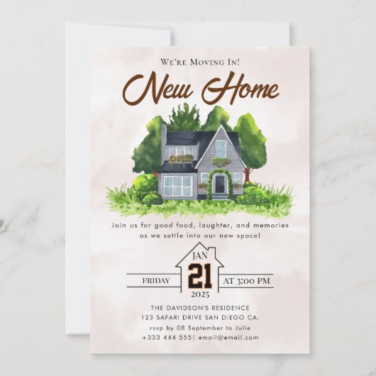 引っ越し祝いパーティー招待 招待状 (正面)