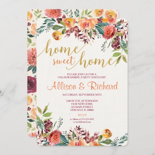 引っ越し祝いパーティー招待、秋田舎フローラ招待状 招待状 (正面/裏面)