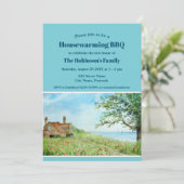 引っ越し祝いパーティー新しいホームポピーフィールドウォーター色 招待状 (スタンド正面)