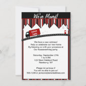 引っ越し祝いパーティー移動トラックパーティーレッド&ブラック 招待状 (正面)