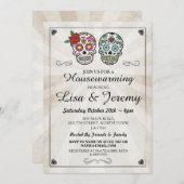 引っ越し祝いパーティー素朴シュガースカル招待状ハロウィーン 招待状 (正面/裏面)