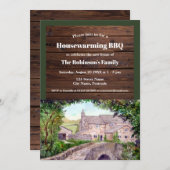 引っ越し祝いパーティー素朴ストーンブリッジファームハウス 招待状 (正面/裏面)