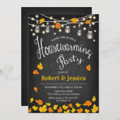 引っ越し祝いパーティー素朴パーティー – シャルボード紅葉 招待状 (正面/裏面)