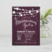 引っ越し祝いパーティー素朴パーティー、ブルゴーニュ・マルーン・マルサラ 招待状 (スタンド正面)