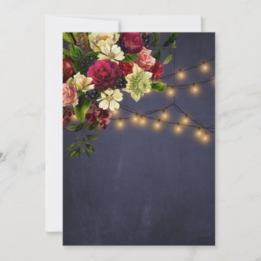 引っ越し祝いパーティー金ゴールドライト冬フローラ海軍 招待状 (裏面)