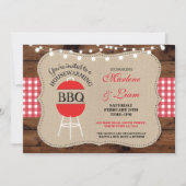 引っ越し祝いパーティーBBQの赤く素朴で新しい家の招待状 招待状 (正面)