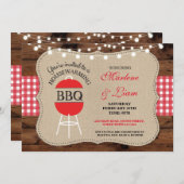 引っ越し祝いパーティーBBQの赤く素朴で新しい家の招待状 招待状 (正面/裏面)