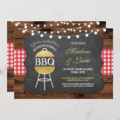 引っ越し祝いパーティーBBQの金ゴールドの素朴で新しい家の招待状 招待状 (正面/裏面)