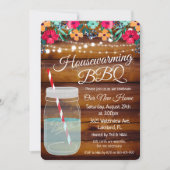 引っ越し祝いパーティーBBQメイソンジャー招待状 招待状 (正面)