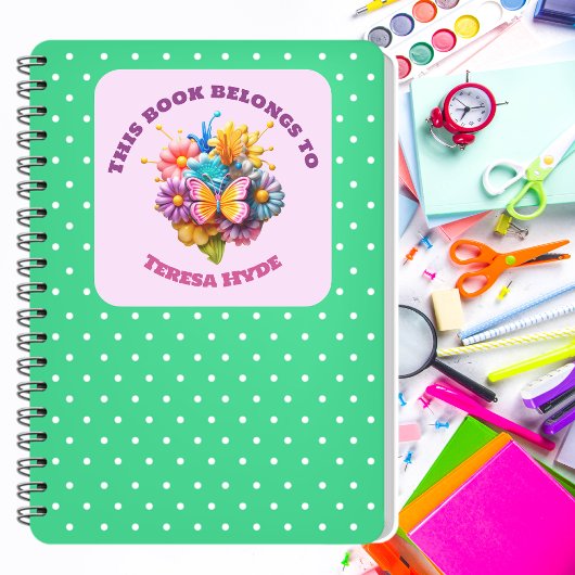 引火性3Dフラワーブッテフライ色蔵書票 スクエアシール