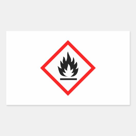 引火記号/絵文字 長方形シール (正面)