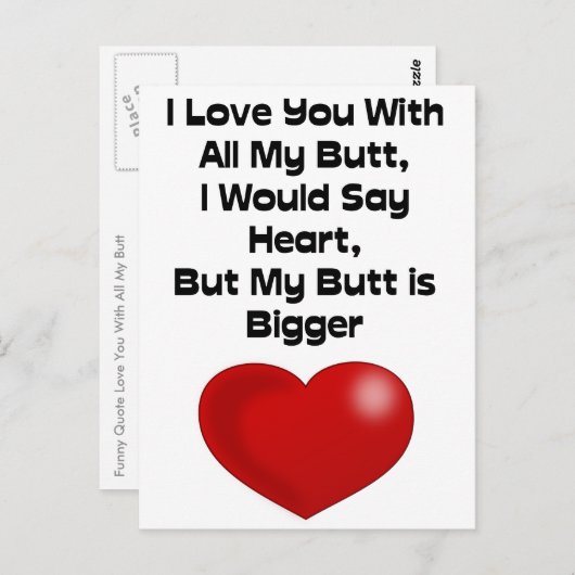 引用文おもしろいが私のお尻を愛して ポストカード (正面/裏面)