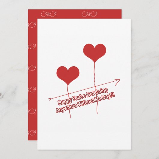 引用文おもしろいとハート型バルーン休日カー シーズンカード (正面/裏面)