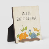 引用文おもしろいは可愛い恐竜と一緒にいる フォトプラーク (正面)