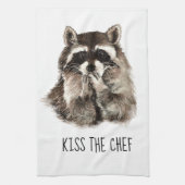 引用文おもしろいキスザ調理師かわいいアライグマ、動物 キッチンタオル (縦)
