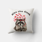 引用文おもしろいキスザ調理師かわいいアライグマ、動物 クッション (裏面)