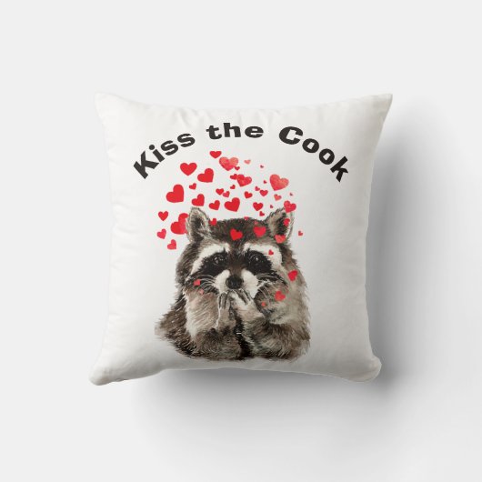 引用文おもしろいキスザ調理師かわいいアライグマ、動物 クッション (裏面)
