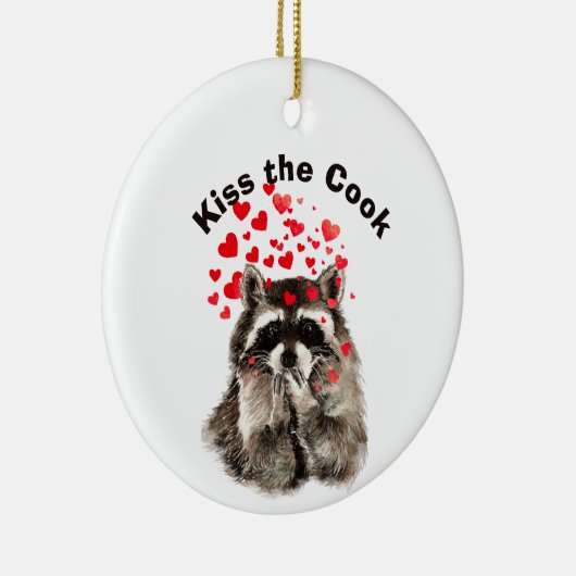 引用文おもしろいキスザ調理師かわいいアライグマ、動物 セラミックオーナメント (右)